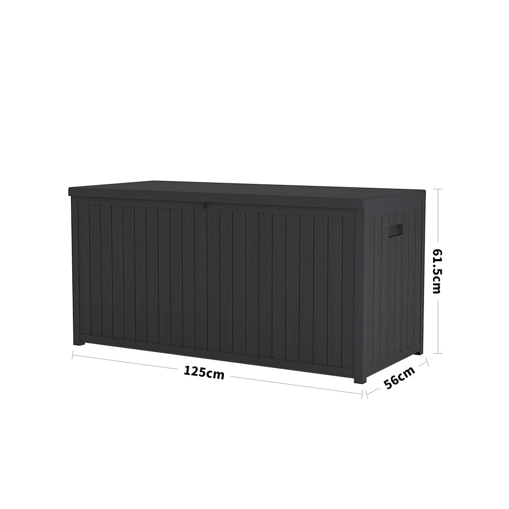 Dimensions of 430L Black Metal Garden Storage Box – Outdoor Chest Size Guide