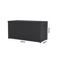 Dimensions of 430L Black Metal Garden Storage Box – Outdoor Chest Size Guide