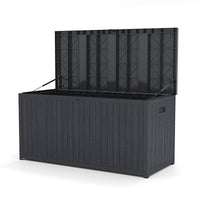 Grey 430L Metal Storage Box for Garden – Lockable and Weatherproof Design
