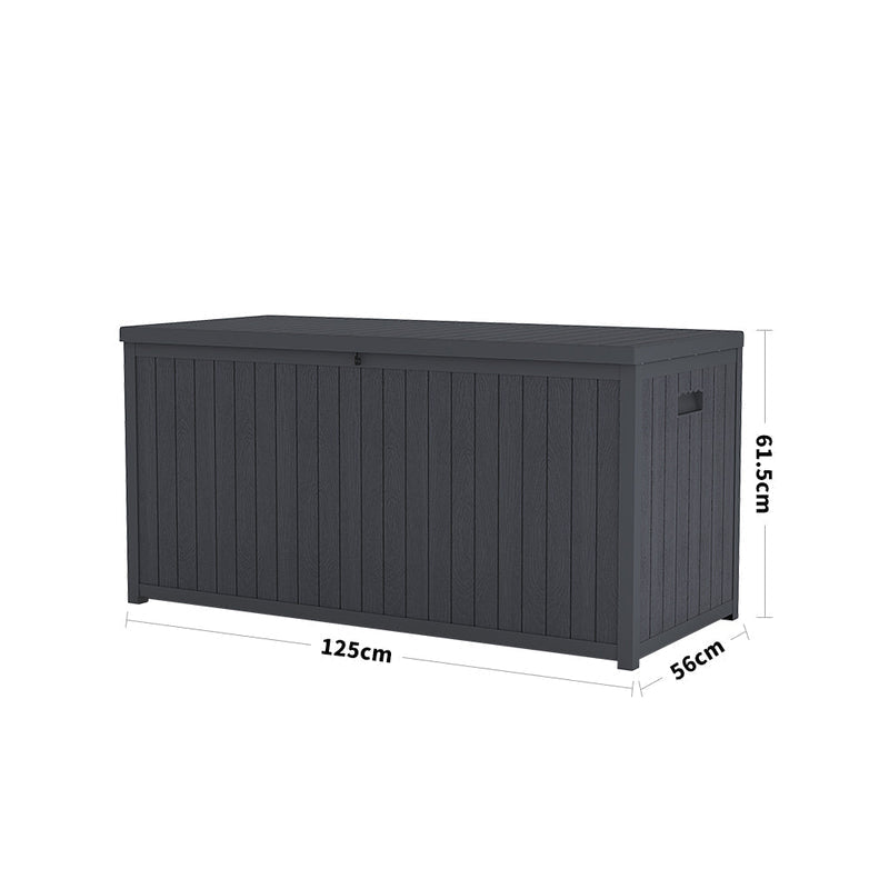 Dimensions of 430L Grey Lockable Garden Storage Box – Size and Capacity Chart