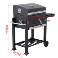 44x39 inch barrel charcoal BBQ grill with measurements – full dimension diagram for outdoor smoker grill