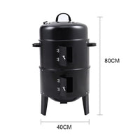 Dimensions of 3-Tier Garden Charcoal BBQ Grill Smoker – Full Measurement Diagram for Outdoor Use