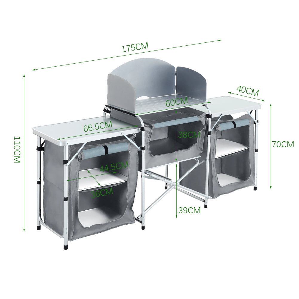 Dimensions of Grey Portable Outdoor Kitchen Stand Unit Storage – Size Specifications