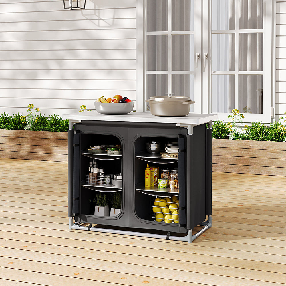 Foldable Camping Cupboard Storage Table for Outdoor Cooking and Food Preparation