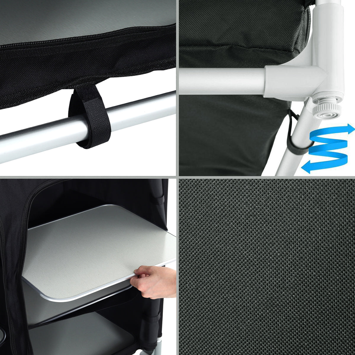 Multi-Functional Camping Kitchen Table with Storage – Cooking Surface, Shelves, Cupboard, Foldable Design