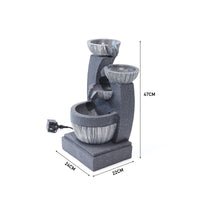 4-Tier Cascading Bowls Garden Water Feature Fountain with LED