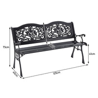 Dimension Diagram of Solid Black Garden Bench – Full Measurements in cm
