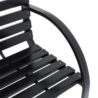 Modern Outdoor Garden Metal Black Wooden Bench
