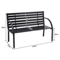 Modern Outdoor Garden Metal Black Wooden Bench