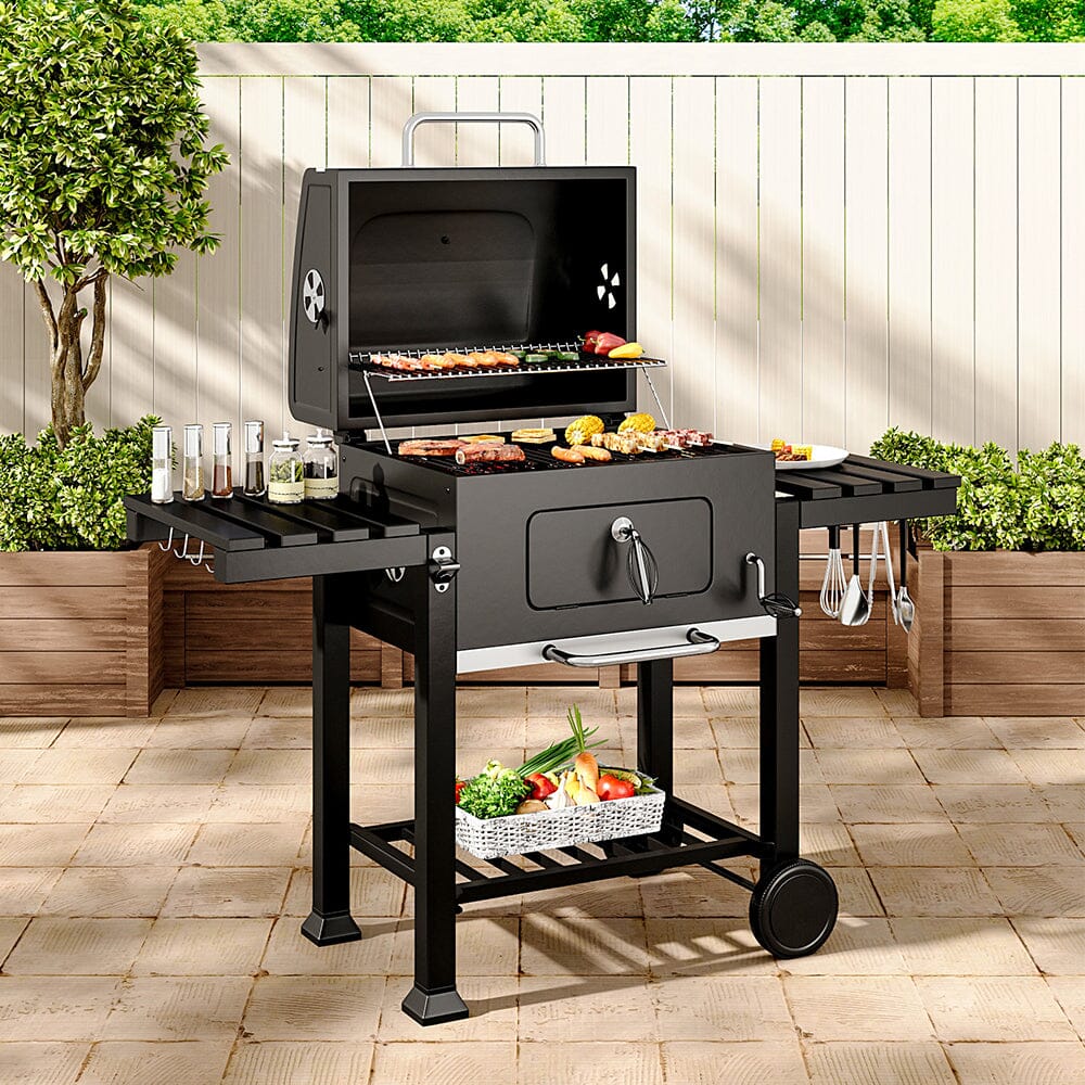 Large Outdoor Charcoal Grill in Garden Patio Setting | Ideal for Backyard BBQ Parties and Family Cookouts