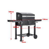 Dimensions of 138cm Charcoal BBQ Grill | Size Guide: 138cm W x [X]cm D x [Y]cm H with Side Shelves and Wheels