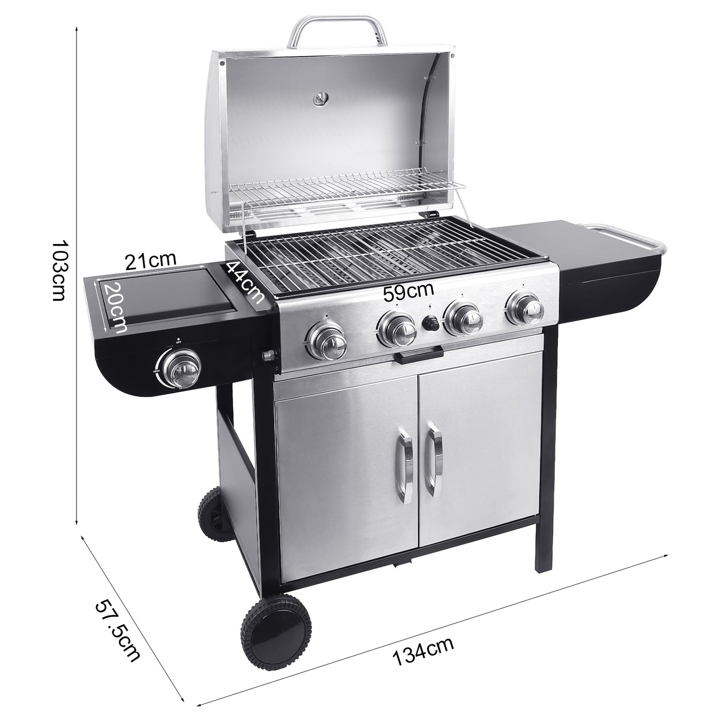 5 Burner Gas BBQ Grill Outdoor Cooking Barbecue with Side Burner