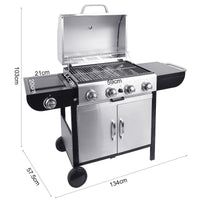 5 Burner Gas BBQ Grill Outdoor Cooking Barbecue with Side Burner