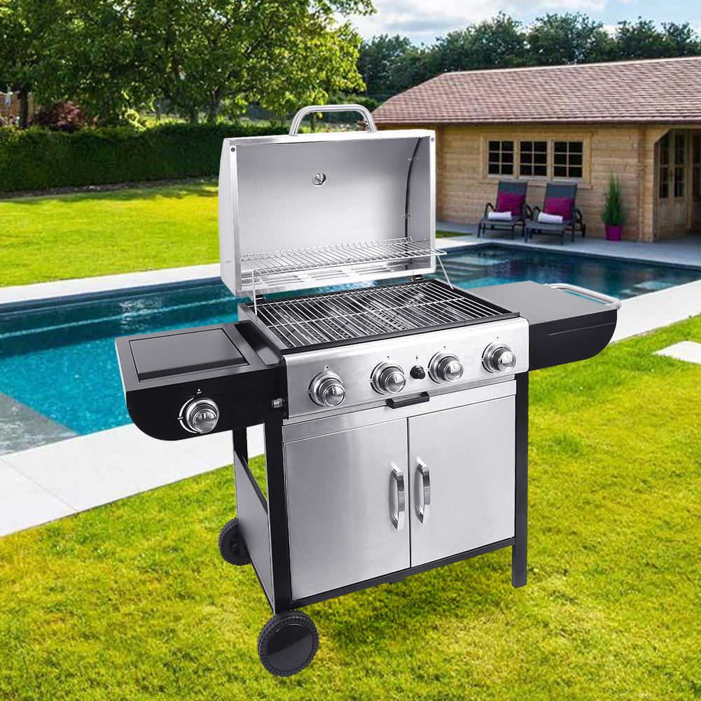 5 Burner Gas BBQ Grill Outdoor Cooking Barbecue with Side Burner
