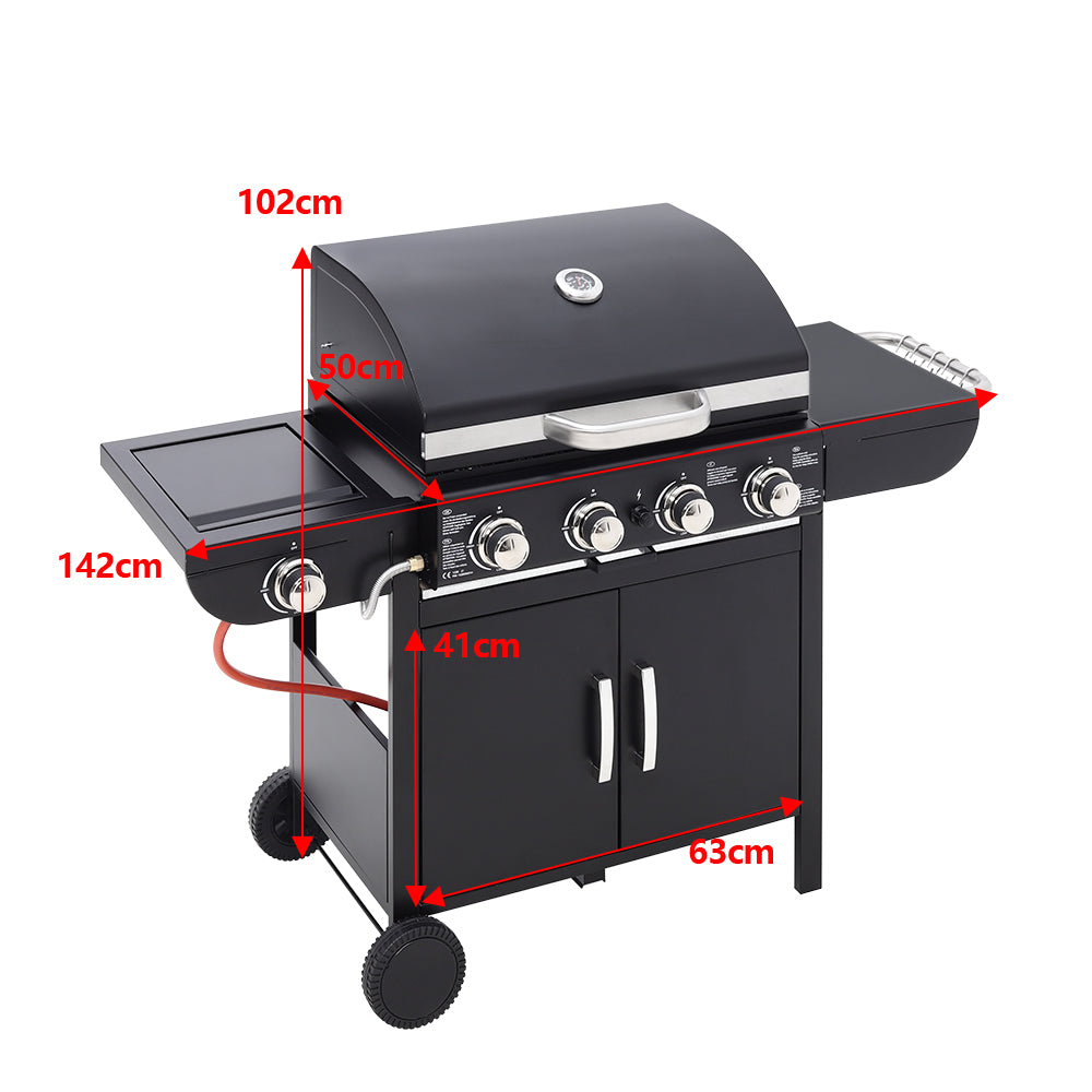 5 Burner Gas BBQ Grill Outdoor Cooking Barbecue with Side Burner