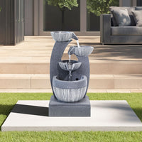 4 Tier Rockery Solar Powered Outdoor Water Fountain with LED Lights
