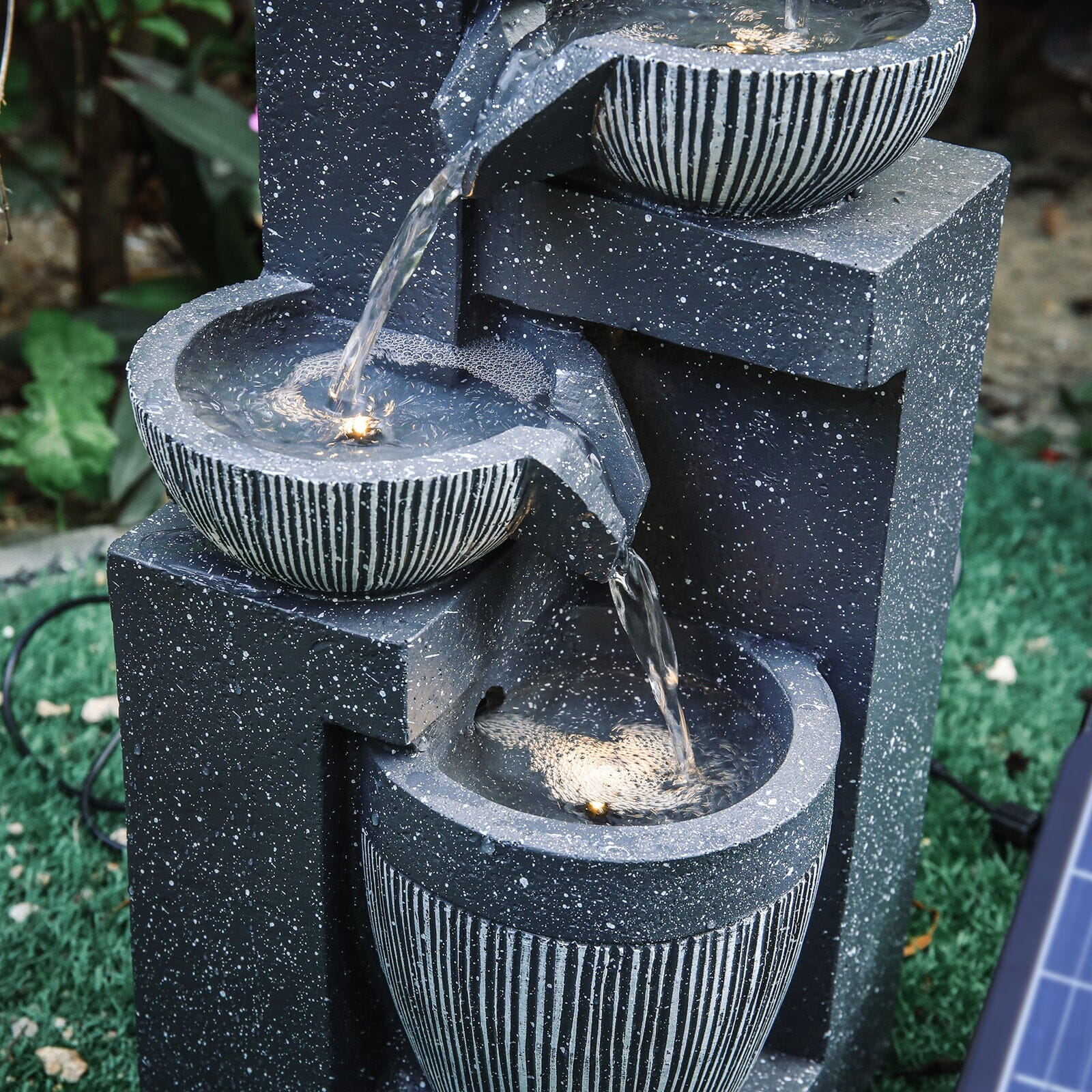 4-Tier Cascade Bowls Pots Water Fountain Garden Waterfall Fountains Living and Home 