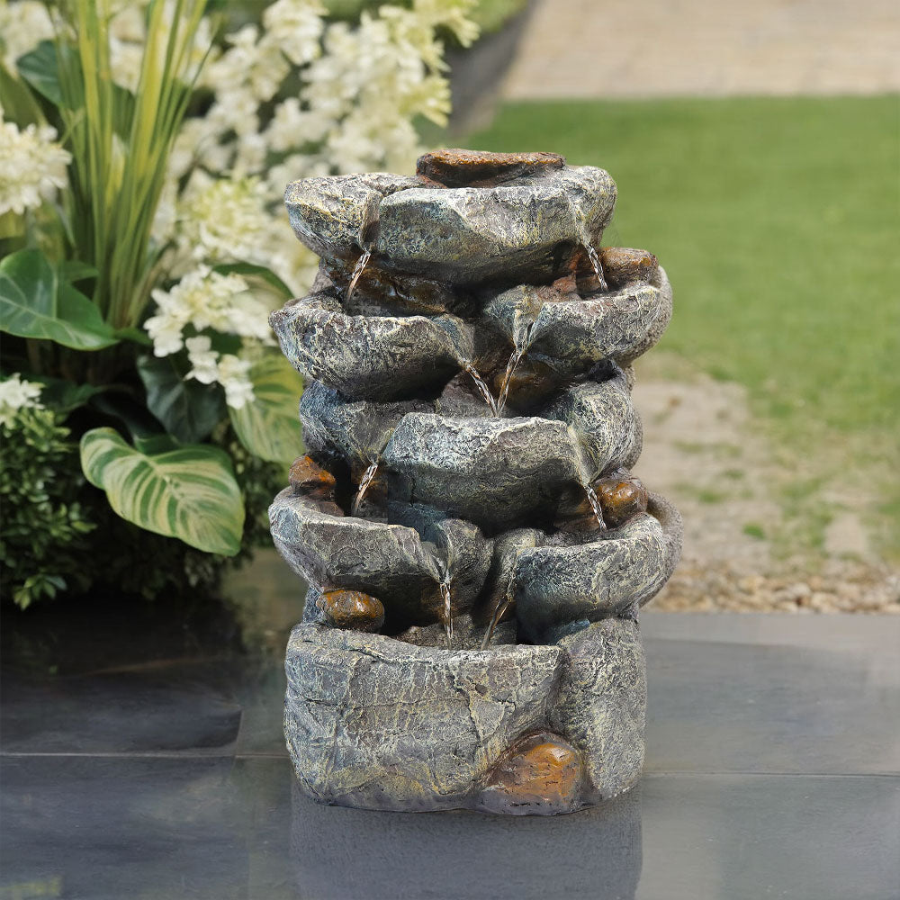 Garden Cascading Rockery Fountain with LED