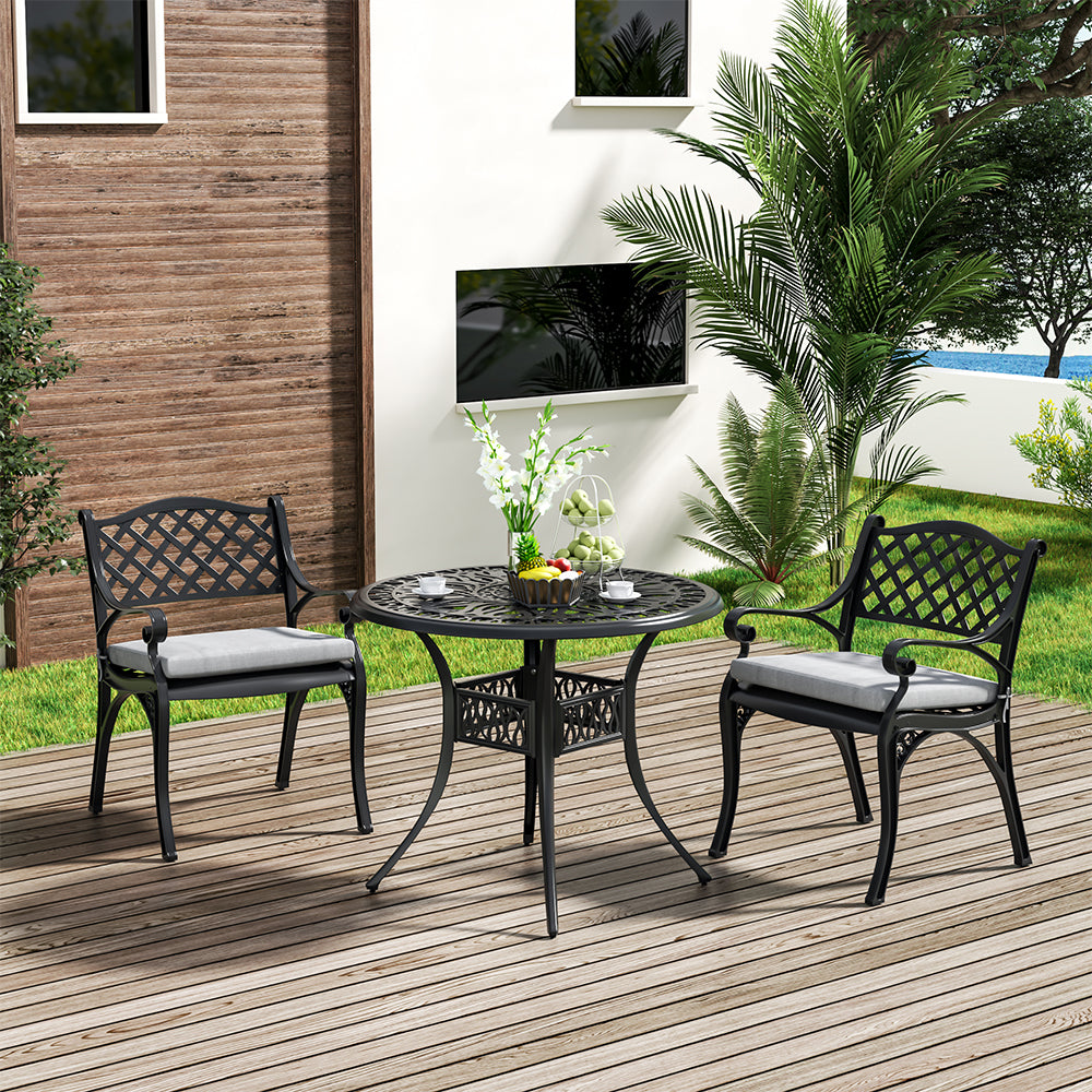 2 Pcs Garden Cast Aluminium Patio Armchair