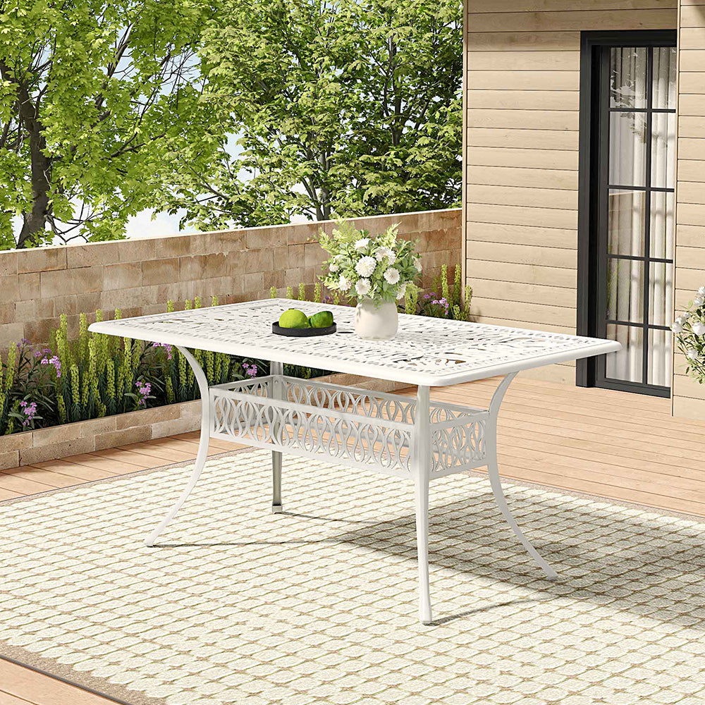 White/Black Cast Aluminium Hollow Garden Patio Table
