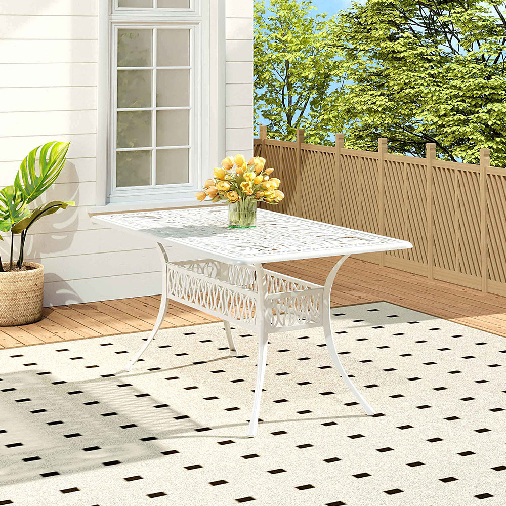 White/Black Cast Aluminium Hollow Garden Patio Table