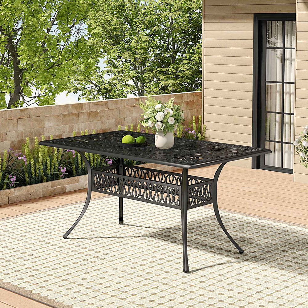 White/Black Cast Aluminium Hollow Garden Patio Table
