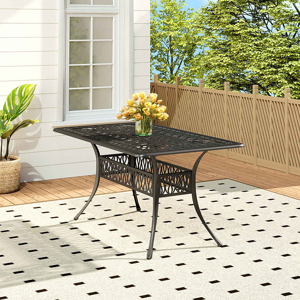 White/Black Cast Aluminium Hollow Garden Patio Table