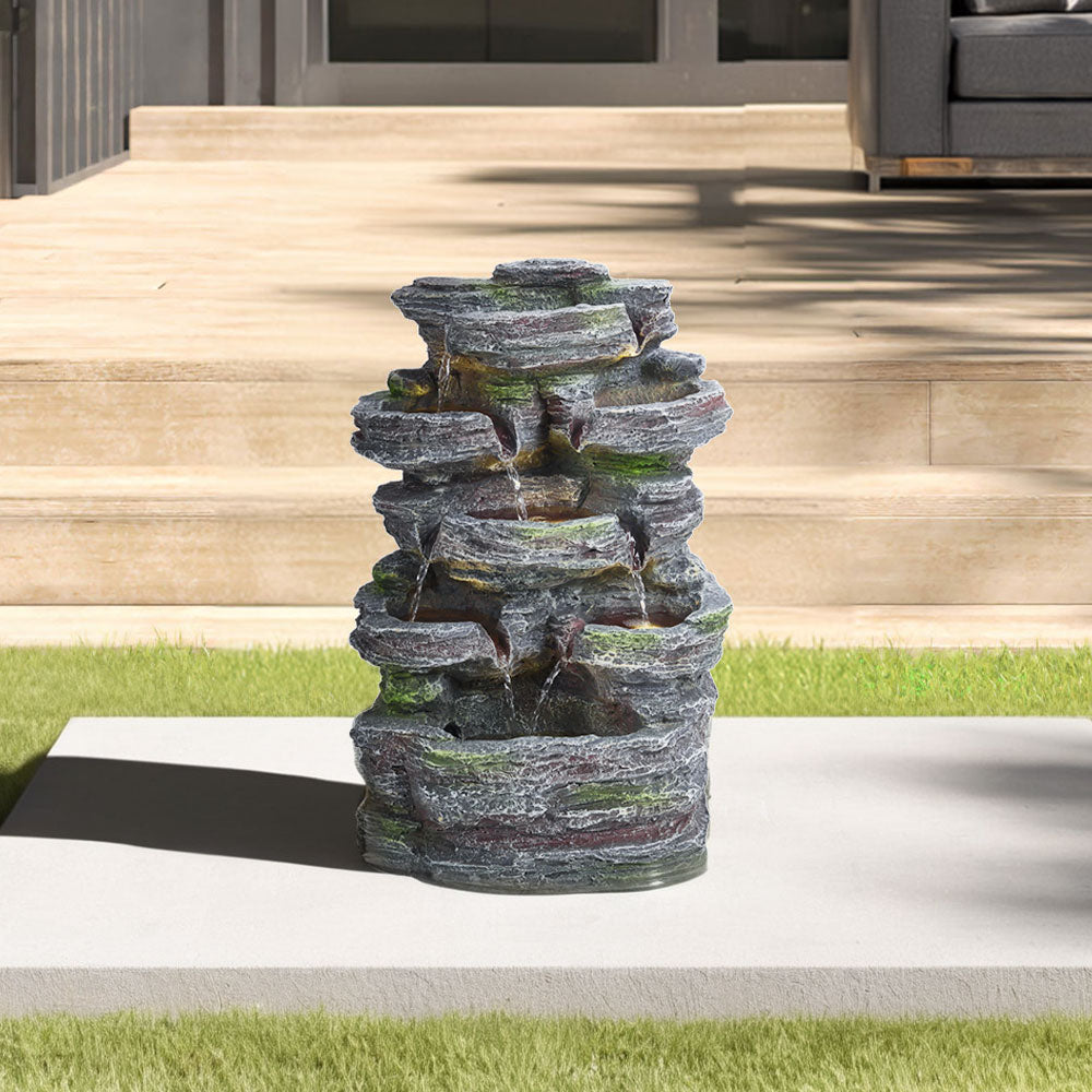 Faux Rock Garden Fountain with Lights