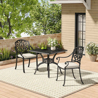 Black Cast Aluminium Square Garden Patio Table