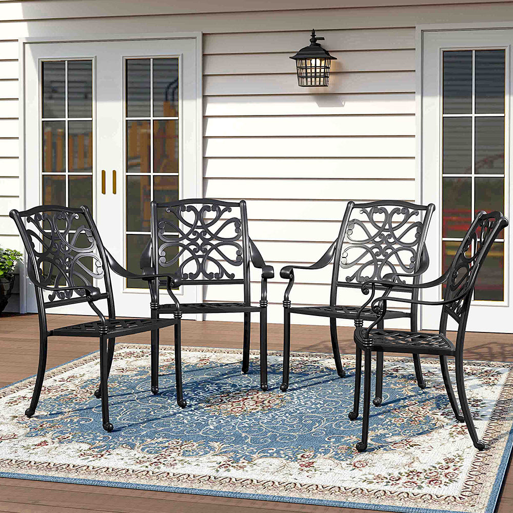 4 Pcs Cast Aluminum Patio Armchair with Cushion