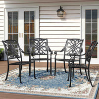 4 Pcs Cast Aluminum Patio Armchair with Cushion