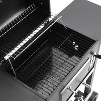 Close-up of steel cooking grate on outdoor charcoal grill – ideal for even heat grilling
