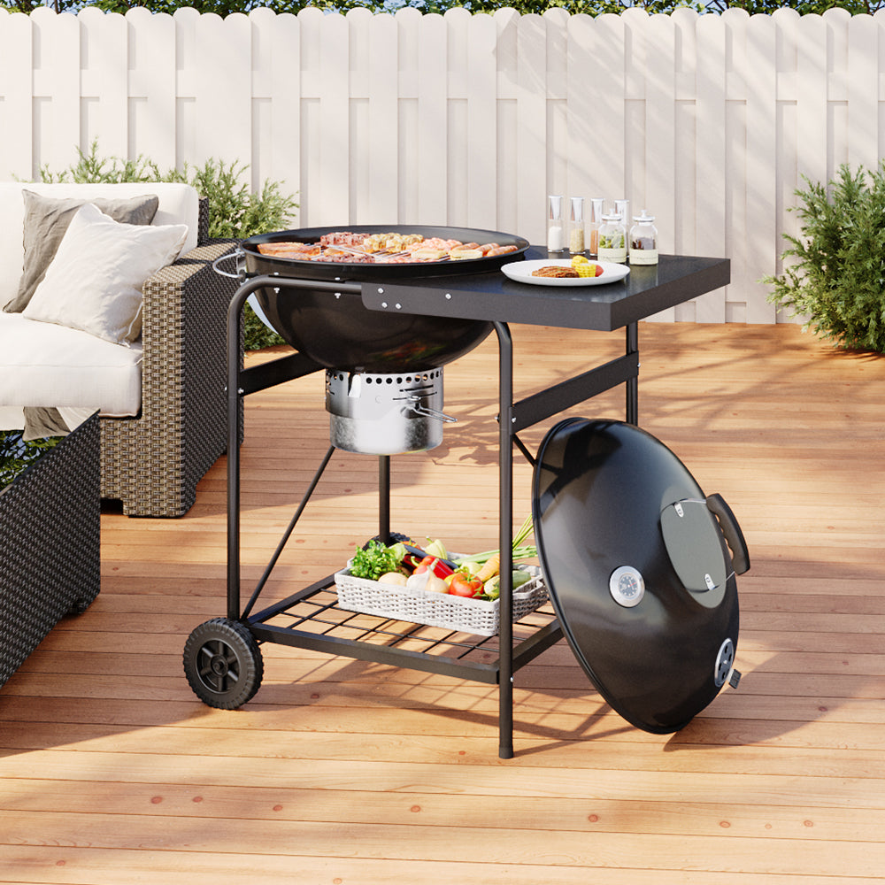 Portable Outdoor Charcoal BBQ Grill in Garden Setting – Ideal for Patio Barbecues and Family Gatherings