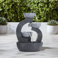 1.3' Outdoor Solar-Powered Rockery Resin Fountain