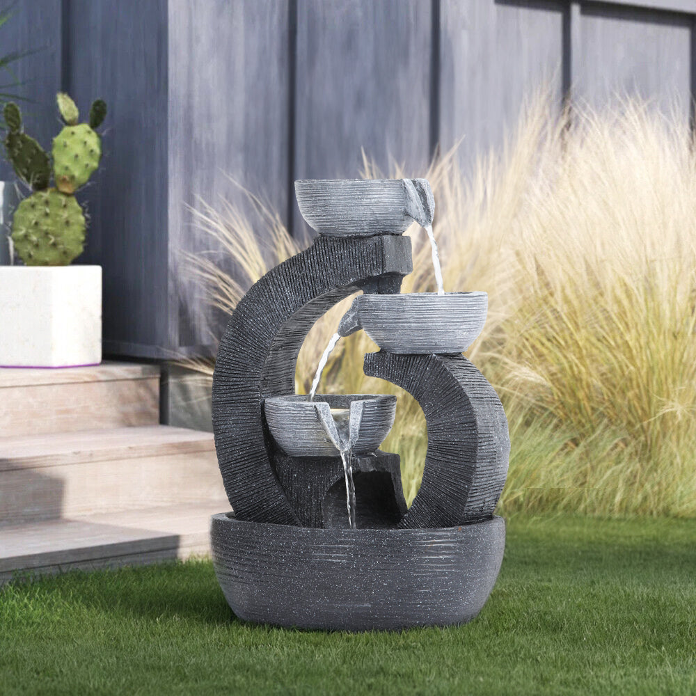 1.3' Outdoor Solar-Powered Rockery Resin Fountain