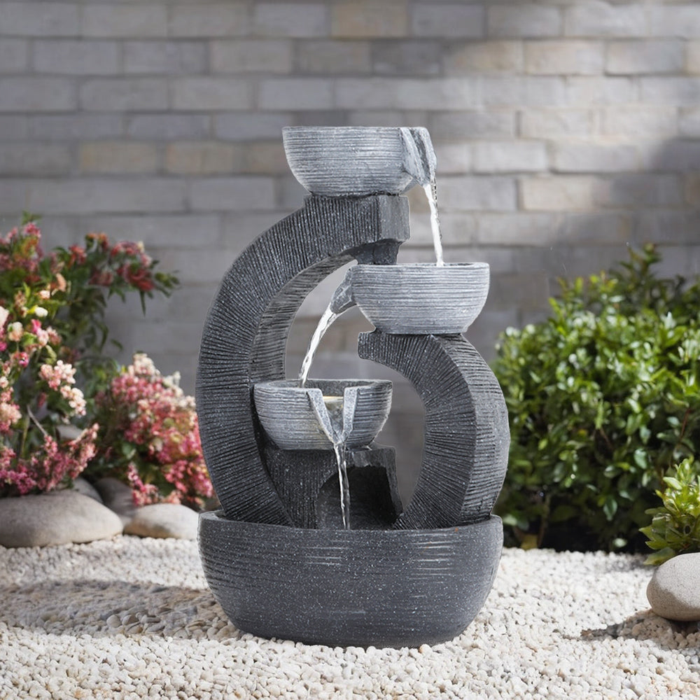 1.3' Outdoor Solar-Powered Rockery Resin Fountain