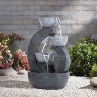 1.3' Outdoor Solar-Powered Rockery Resin Fountain