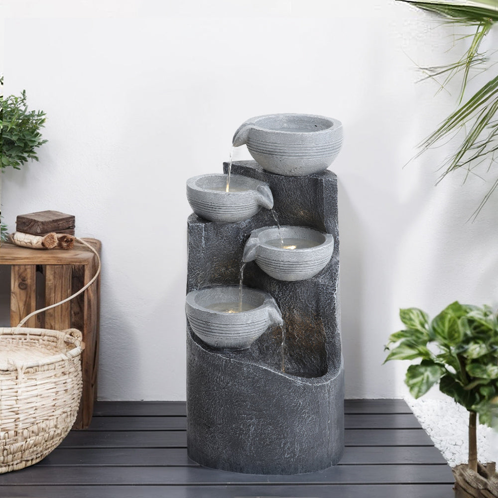Outdoor Solar-Powered Water Fountain Rockery Decor