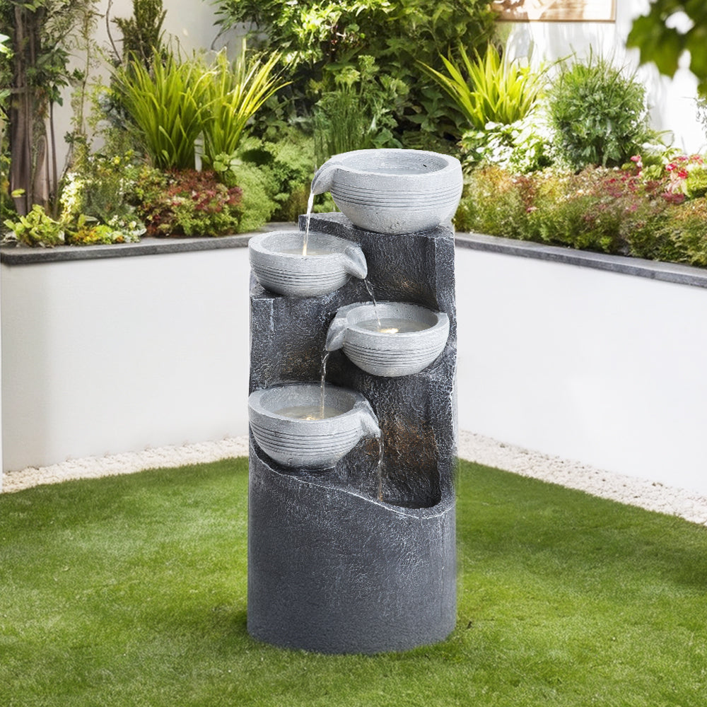 Outdoor Solar-Powered Water Fountain Rockery Decor