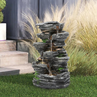 Outdoor Water Fountain Rockery Decor Solar-Powered