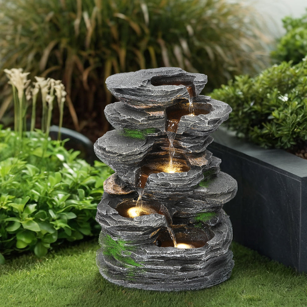 Outdoor Water Fountain Rockery Decor Solar-Powered
