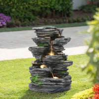 Outdoor Water Fountain Rockery Decor Solar-Powered