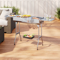 Outdoor portable charcoal barbecue grill with lid and handle – compact BBQ for garden, patio, or camping use