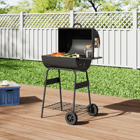 Garden Portable Charcoal BBQ Grill with Thermometer and Side Prep Panels