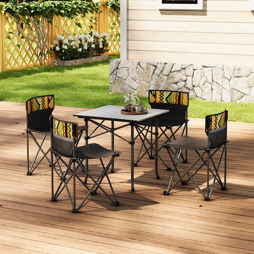5-in-1 Foldable Camping Table and Chairs Set in Use at Campsite – Outdoor Dining Setup