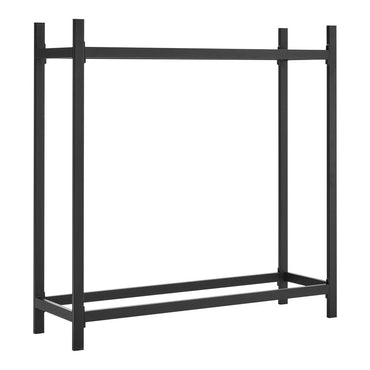 Freestanding Black Powder-Coated Firewood Rack – Metal Log Holder for Fireplace or Patio