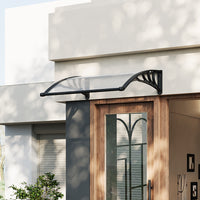 Black Modern Door Canopy Awning UV Protected Polycarbonate Roof