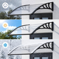 Black Modern Door Canopy Awning UV Protected Polycarbonate Roof