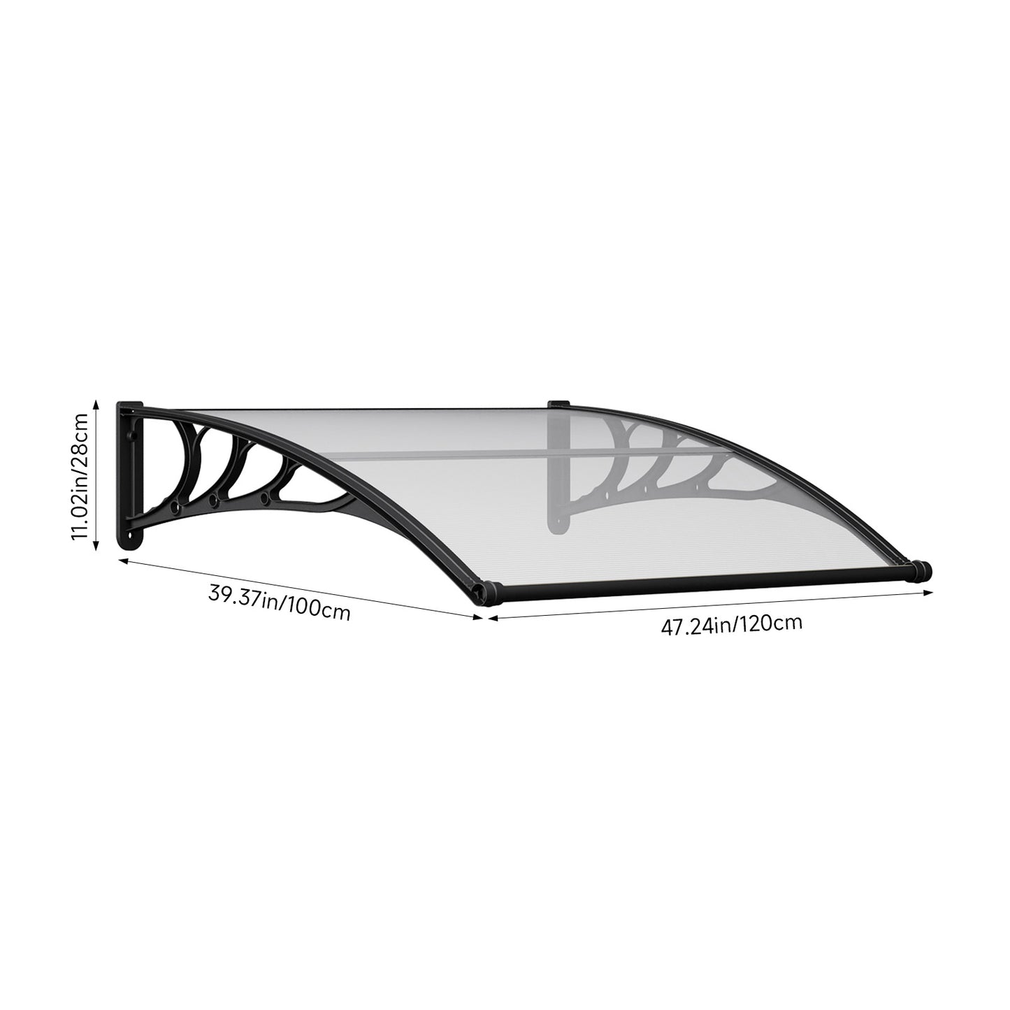Black Modern Door Canopy Awning UV Protected Polycarbonate Roof