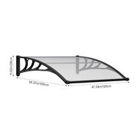 Black Modern Door Canopy Awning UV Protected Polycarbonate Roof